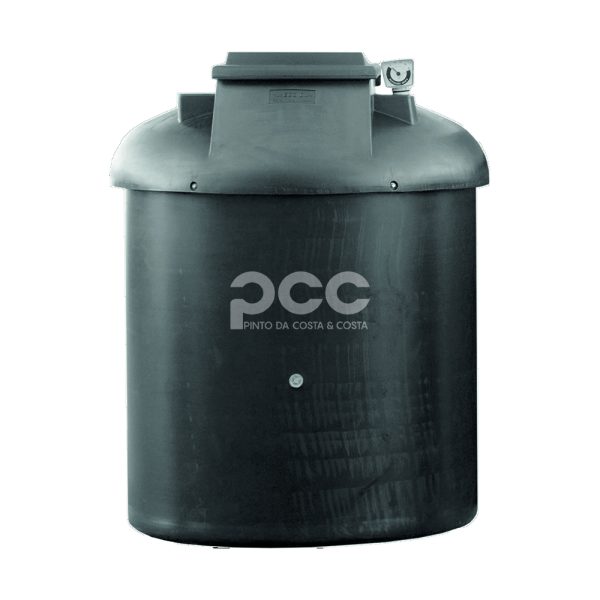 Depósito de óleo usado de 600L em polietileno, com visor de nível e tampa, indicado para recolha segura em oficinas.