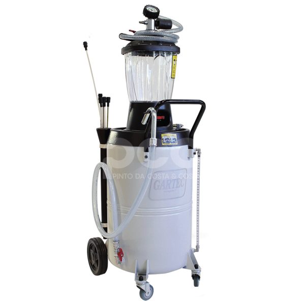 O recuperador de óleo Gartec ER-1205 é ideal para recolher óleo usado em oficinas. Tem uma cuba ajustável em altura, rodas para fácil transporte e um depósito resistente. Permite esvaziar o óleo com rapidez e manter a oficina limpa e organizada.
