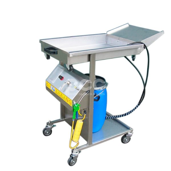 Máquina de limpeza de travões Brake Washer com estrutura compacta e cuba metálica, ideal para oficinas de manutenção automóvel.