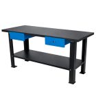 Bancada de trabalho robusta para oficina com 2 gavetas e base de arrumação